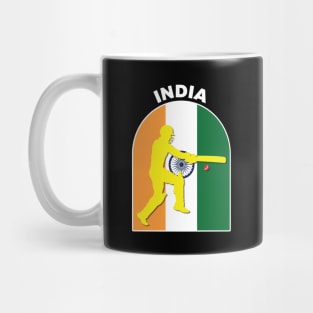 India Cricket Batsman India Flag Mug